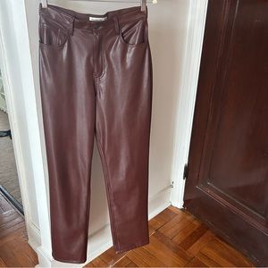 Abercrombie & Fitch Ultra High Rise 90s Leather Pants NWT Brown 28 LONG CURVE